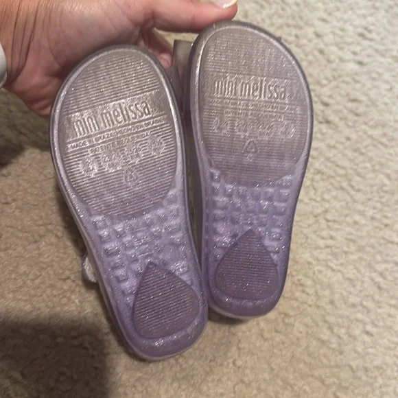 Mini Melissa Sparkly Silver Kids Dress Shoes - Picture 2 of 5